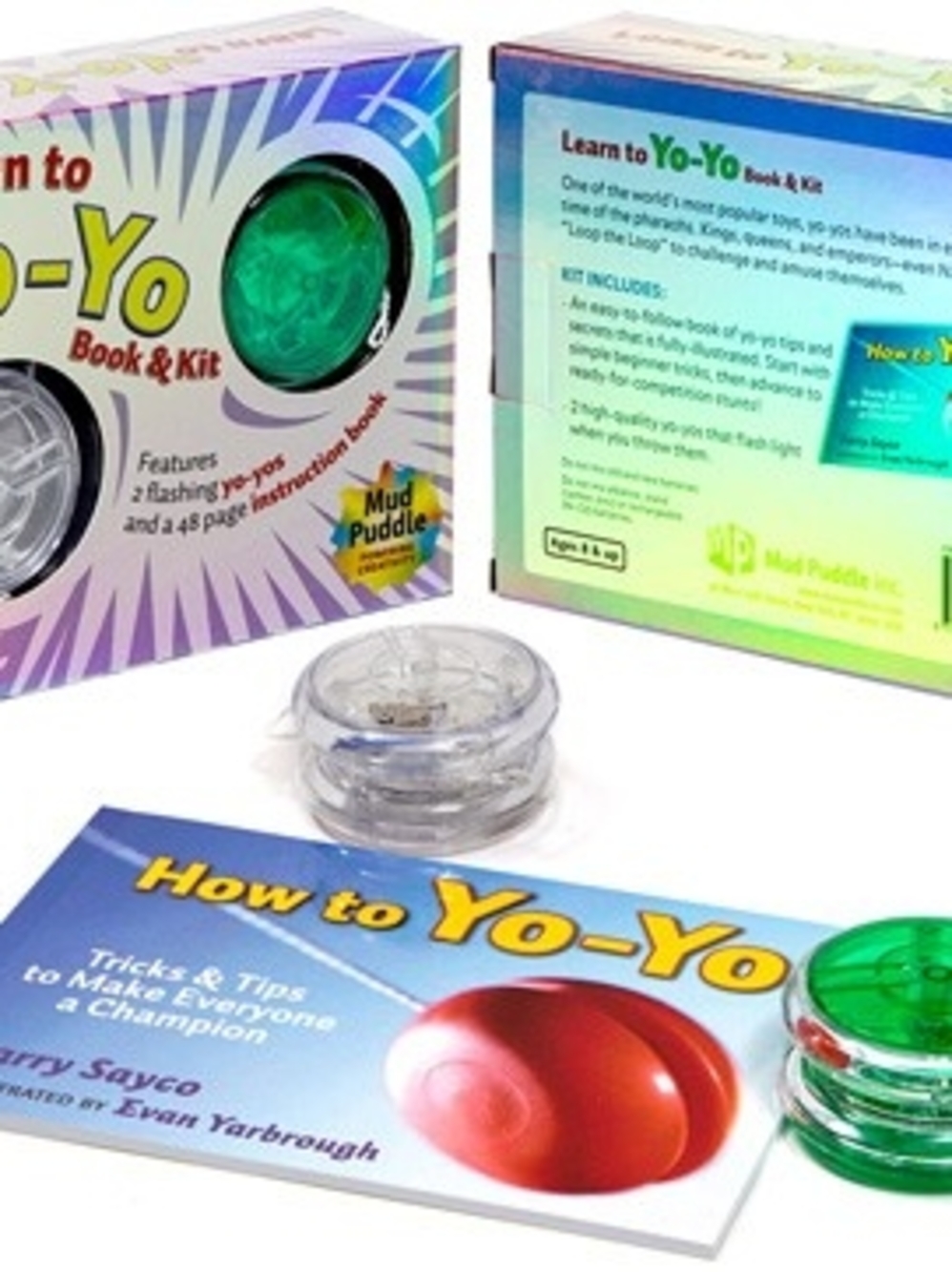 Learn to Yo-Yo Book & Kit — Green and Clear Flashing Yo-Yos